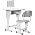 HOMCOM Kids Adjustable Desk and Chair Set, Book Stand, Pen Slot - Grey - 1
