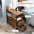 HOMCOM Side Table, Narrow Bedside Table with 2 Drawers and Storage Shelf, Industrial End Table with Metal Frame for Small Spaces, Rustic Brown - 5