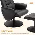 HOMCOM Swivel Recliner Chair with Footstool, PU Leather Armchair and Ottoman with High Back and Round Base for Living Room, Black - 5