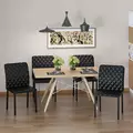 HOMCOM Modern Dining Chairs Upholstered Faux Leather Accent Chairs with Metal Legs for Kitchen, Set of 4, Black - 2