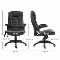 HOMCOM 6-Point Massage Office Chair with Seat Heated for Home Office, PU Leather High Back Executive Desk Chair with Adjustable Height and 360° Swivel for Work Study, Black - 3