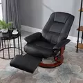HOMCOM Reclining Swivel Chair, with Footrest - Black - 2