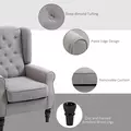 HOMCOM Retro Accent Chair, Wingback Armchair with Wood Frame Button Tufted Design for Living Room Bedroom, Grey - 5