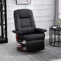 HOMCOM Reclining Swivel Chair, with Footrest - Black - 9