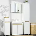 kleankin Tall Bathroom Cabinet with Adjustable Shelves, 5-Tier Modern Freestanding Tallboy with Storage Cabinets, White - 8