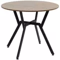 HOMCOM Dining Table, Round Kitchen Table with Black Legs, Anti-slip Foot Pads for Living Room, Dining Room 90 x 76 cm, Brown - 1
