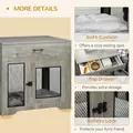 PawHut Dog Cage End Table with Two Doors, Drawer, for Medium Dogs - Grey - 6