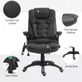 HOMCOM 6-Point Massage Office Chair with Seat Heated for Home Office, PU Leather High Back Executive Desk Chair with Adjustable Height and 360° Swivel for Work Study, Black - 8