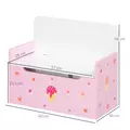 ZONEKIZ 2-in-1 Kids Storage Bench, Toy Box w/ Safety Rod - Pink - 3
