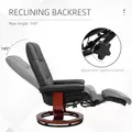HOMCOM Reclining Swivel Chair, with Footrest - Black - 4