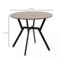 HOMCOM Dining Table, Round Kitchen Table with Black Legs, Anti-slip Foot Pads for Living Room, Dining Room 90 x 76 cm, Brown - 3
