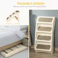 PawHut Foldable Four-Step Pet Stairs, for Cats, Small Miniature Dogs, with Non-Slip Mats 62 x 38 x 49.5cm - Beige - 4