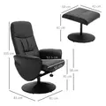 HOMCOM Swivel Recliner Chair with Footstool, PU Leather Armchair and Ottoman with High Back and Round Base for Living Room, Black - 3