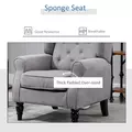 HOMCOM Retro Accent Chair, Wingback Armchair with Wood Frame Button Tufted Design for Living Room Bedroom, Grey - 6