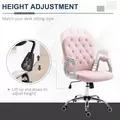 Vinsetto Office Chair, Swivel Desk Chair, Velvet Vanity Chair with Adjustable Height and Rolling Wheels for Home Work Study, Pink - 4