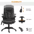 HOMCOM 6-Point Massage Office Chair with Seat Heated for Home Office, PU Leather High Back Executive Desk Chair with Adjustable Height and 360° Swivel for Work Study, Black - 5