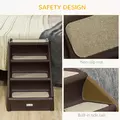 PawHut Foldable Four-Step Pet Stairs, for Cats, Small Miniature Dogs, with Non-Slip Mats 62 x 38 x 49.5cm - Brown - 5