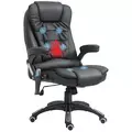 HOMCOM 6-Point Massage Office Chair with Seat Heated for Home Office, PU Leather High Back Executive Desk Chair with Adjustable Height and 360° Swivel for Work Study, Black - 1