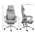 Vinsetto Office Chair, High Back Fabric Work Chair with 160° Reclining Backrest, Retractable Footrest, Neck and Lumbar Pillow, Light Grey - 3