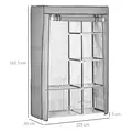 HOMCOM Fabric Wardrobe, Portable Wardrobe with 6 Shelves, 1 Hanging Rail, Foldable Closets, 103 x 43 x 162.5 cm, Light Grey - 3