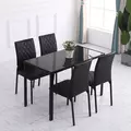 HOMCOM Modern Dining Chairs Upholstered Faux Leather Accent Chairs with Metal Legs for Kitchen, Set of 4, Black - 6