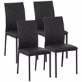 HOMCOM Modern Dining Chairs Upholstered Faux Leather Accent Chairs with Metal Legs for Kitchen, Set of 4, Black - 1