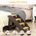 PawHut Foldable Four-Step Pet Stairs, for Cats, Small Miniature Dogs, with Non-Slip Mats 62 x 38 x 49.5cm - Brown - 7