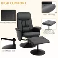 HOMCOM Swivel Recliner Chair with Footstool, PU Leather Armchair and Ottoman with High Back and Round Base for Living Room, Black - 6