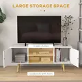 HOMCOM TV Stand Cabinet up to 55 Inches, TV Unit with Storage Shelves and Wood Legs for Living Room, Bedroom, White - 4