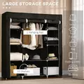 HOMCOM Portable Wardrobe, Foldable Fabric Wardrobe, 150 x 43 x 162.5cm, Clothes Storage Organiser with Hanging Rail, Shelves, Fabric Cover for Bedroom, Black - 4