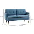 HOMCOM Modern Two Seater Sofa, Button Tufted Loveseat with Cushions and Steel Legs for Living Room, Guest Room, Dark Blue - 3