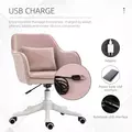 Vinsetto Velvet Office Chair, Desk Chair, Makeup Vanity Chair with Massage Lumbar Pillow and Rolling Wheels for Bedroom and Home, Pink - 4