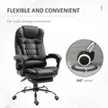 HOMCOM PU Leather Executive Office Chair, High Back Swivel Chair with Retractable Footrest, Adjustable Height, Reclining Function, Brown - 7