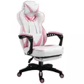 Vinsetto Computer Gaming Chair, Racing Desk Chair with Lumbar Support and Footrest, PU Leather Gamer Chair with Headrest and Swivel Wheels for Home, Pink - 1