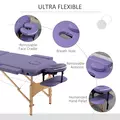 HOMCOM Portable Massage Bed, Folding Spa Beauty Massage Table with 2 Sections, Carry Bag and Wooden Frame, Purple - 5
