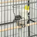 PawHut Large Bird Cage Budgie Cage for Finch Canaries Parakeet with Rolling Stand, Slide-out Tray, Storage Shelf, Food Containers, Dark Grey - 8