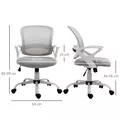 Vinsetto Office Chair Mesh Swivel Desk Chair with Lumbar Back Support Adjustable Height Armrests Grey - 3