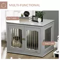 PawHut Dog Crate End Table Furniture Style Dog Cage w/ Three Doors, Locks and Latches - Grey - 5
