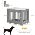 PawHut Dog Crate End Table Furniture Style Dog Cage w/ Three Doors, Locks and Latches - Grey - 3