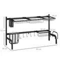 HOMCOM Space Saving 2 Tier Adjustable Dish Drainer Over The Sink Dish Drying Rack, Black - 3