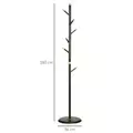 HOMCOM Vintage Coat Rack Stand Freestanding Hall Tree with 6 Hooks Bamboo Frame for Entryway Hallway Bedroom Walnut - 3