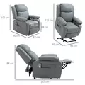 HOMCOM Riser and Recliner Chair with Massage, Power Lift Recliner Chair for Elderly with Remote Control, Extended Footrest, Dual Side Pockets, Overstuffed Electric Reclining Armchair, Grey - 3