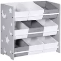 ZONEKIZ Kids Storage Rack, with Nine Removable Baskets, for Nursery, Bedroom, Playroom - Grey - 1