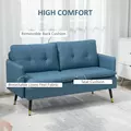HOMCOM Modern Two Seater Sofa, Button Tufted Loveseat with Cushions and Steel Legs for Living Room, Guest Room, Dark Blue - 4