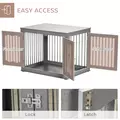 PawHut Dog Crate End Table Furniture Style Dog Cage w/ Three Doors, Locks and Latches - Grey - 6