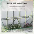 Outsunny Raised Garden Bed with Greenhouse, Steel Planter Box with Plastic Cover, Roll Up Window, Dual Use for Flowers, Vegetables, Fruits and Herbs, 185L x 95W x 92H cm, Clear - 8