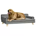 PawHut Dog Sofa, with Wooden Legs, Water-Resistant Fabric, for Medium & Large Dogs - Grey - 1