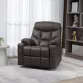 HOMCOM Manual Reclining Chair, Recliner Armchair with Faux Leather, Footrest, Cup Holders, 86x93x102cm, Brown - 7