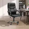 HOMCOM Home Office Chair High Back Computer Desk Chair with Faux Leather Adjustable Height Rocking Function Black - 2