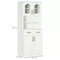 HOMCOM Kitchen Cupboard, Freestanding Storage Cabinet with 2 Adjustable Shelves, 2 Drawers and Open Counter for Living Room, Dining Room, 168cm, White - 3
